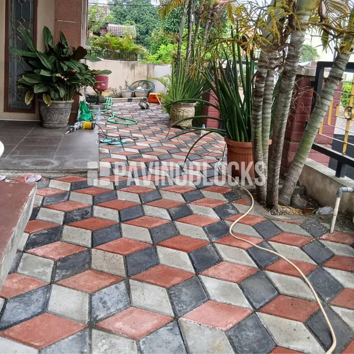 Proyek paving block 3d halaman rumah
